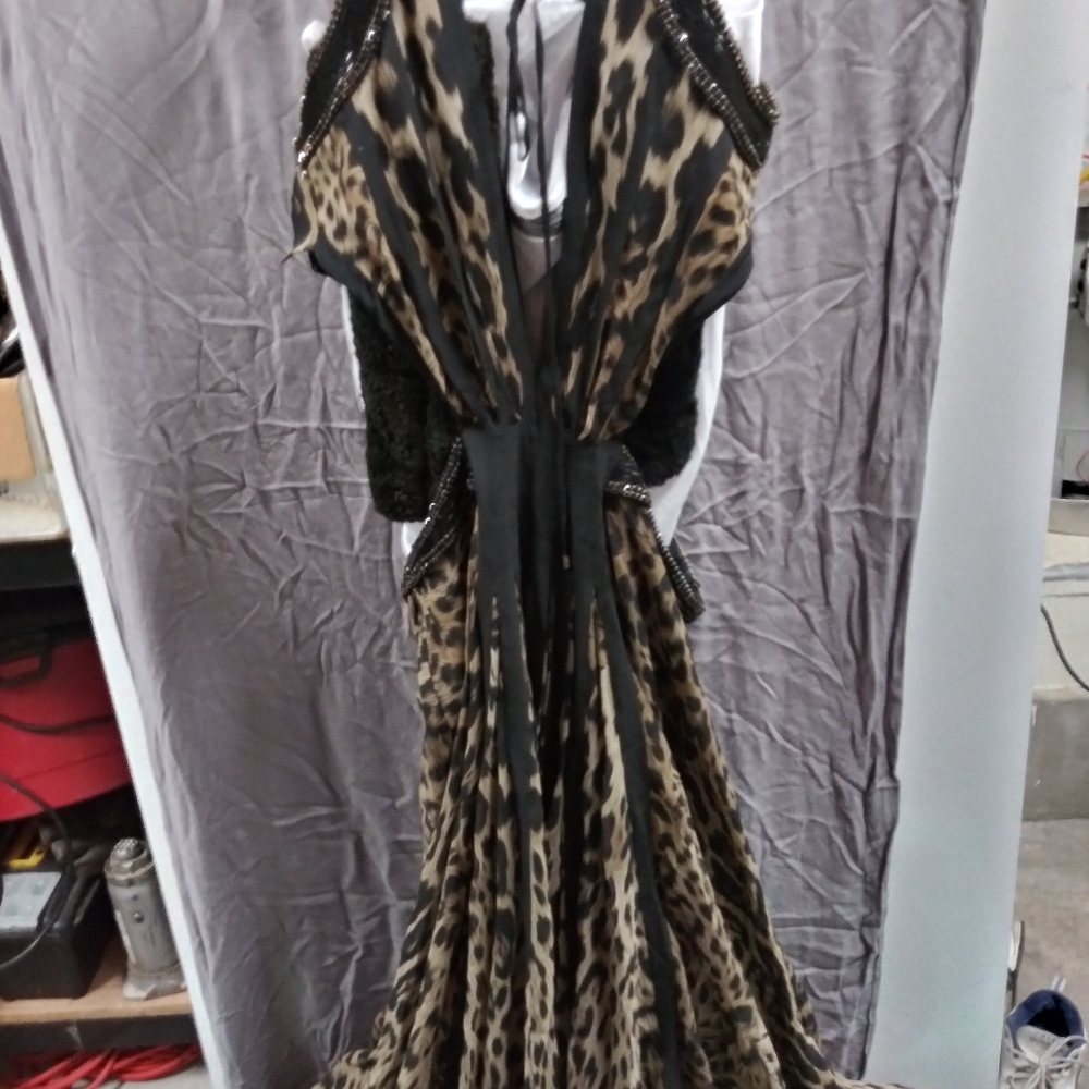 Roberto cavalli long flow giraffe print dress